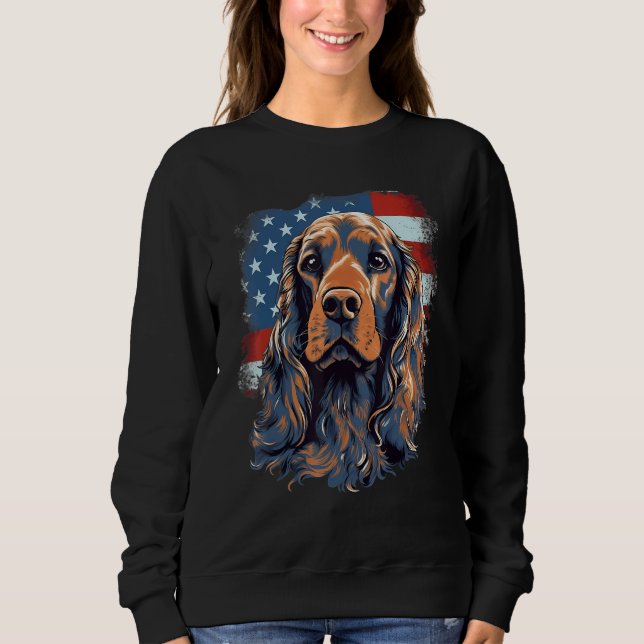 4th Of July US Flag English Cocker Spaniel Dog Sweatshirt (Front)