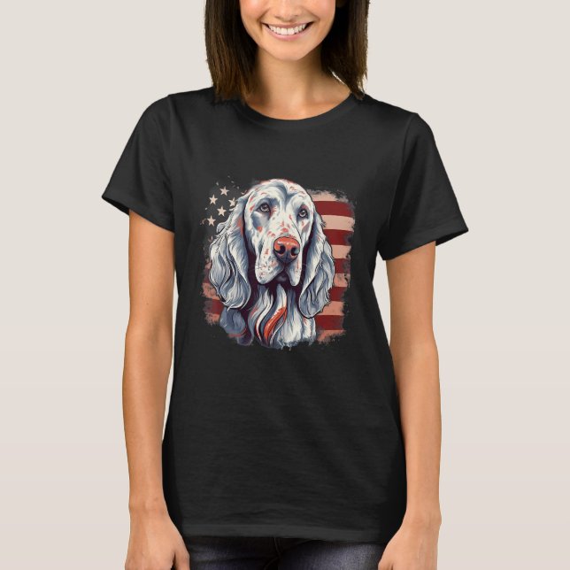 4th Of July US Flag English Setter Dog T-Shirt (Front)