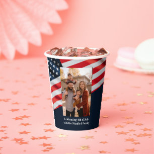 4th of July US Flag Family Photo Paper Cups