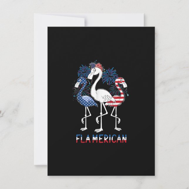 4th of July US Flag Funny Patriotic Flamingo Flame Invitation (Front)