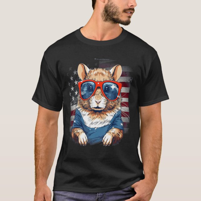 4th Of July US Flag Gerbil 2 T-Shirt (Front)