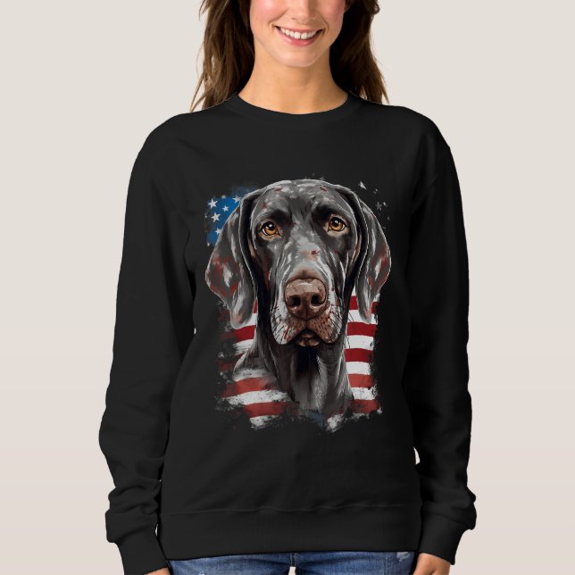 4th Of July US Flag German Shorthaired Pointer Dog Sweatshirt (Front)