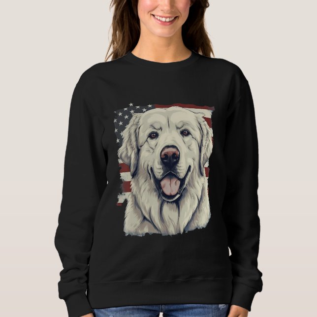 4th Of July US Flag Great Pyrenees Dog 1 Sweatshirt (Front)