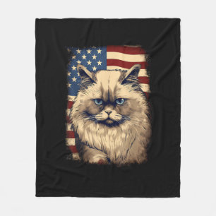4th Of July US Flag Himalayan Cat Fleece Blanket