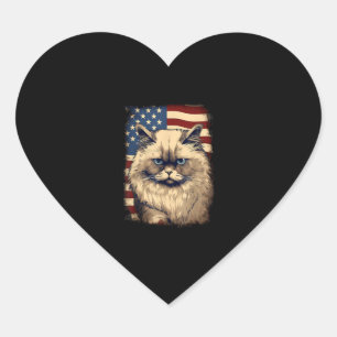 4th Of July US Flag Himalayan Cat Heart Sticker