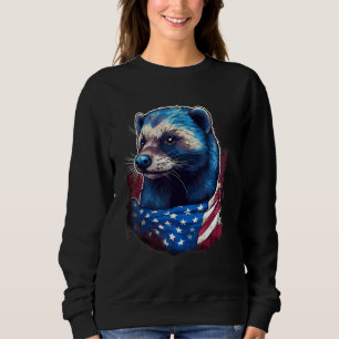 4th Of July US Flag Honey Badger Sweatshirt
