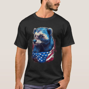 4th Of July US Flag Honey Badger T-Shirt