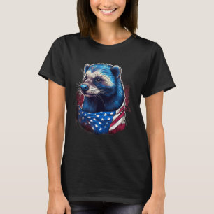 4th Of July US Flag Honey Badger T-Shirt