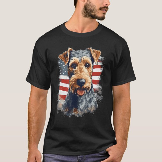 4th Of July US Flag Lakeland Terrier Dog 1 T-Shirt (Front)