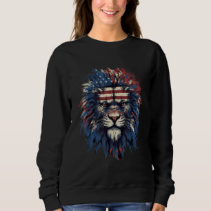 4th Of July US Flag Lion Sweatshirt