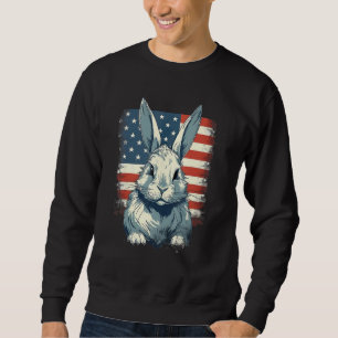 4th Of July US Flag Lionhead Rabbit Sweatshirt