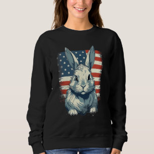 4th Of July US Flag Lionhead Rabbit Sweatshirt