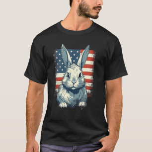 4th Of July US Flag Lionhead Rabbit T-Shirt