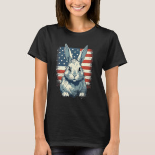 4th Of July US Flag Lionhead Rabbit T-Shirt
