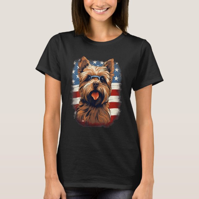 4th Of July US Flag Norfolk Terrier Dog T-Shirt (Front)