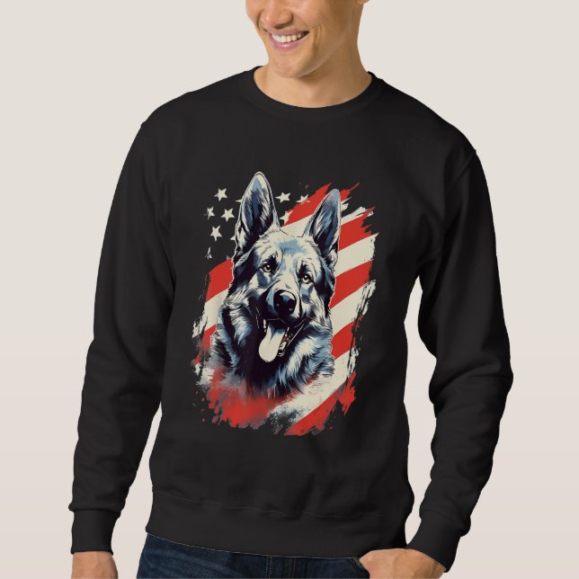 4th Of July US Flag Norwegian Elkhound Dog Sweatshirt (Front)