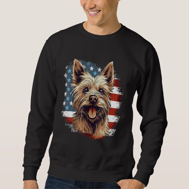 4th Of July US Flag Norwich Terrier Dog Sweatshirt (Front)