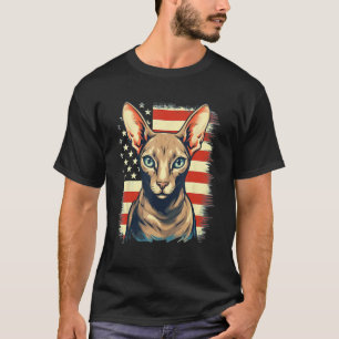 4th Of July US Flag Oriental Shorthair Cat 1 T-Shirt