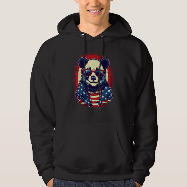 4th Of July US Flag Panda Hoodie (Front)