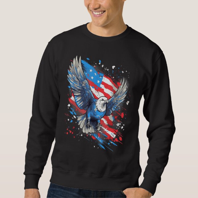 4th Of July US Flag Pigeon Sweatshirt (Front)