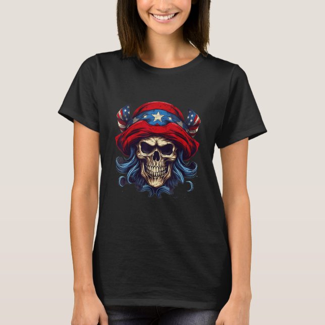 4th Of July US Flag Pirate T-Shirt (Front)