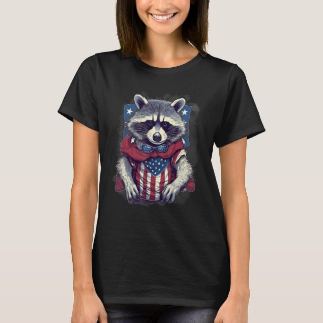 4th Of July US Flag Raccoon 1 T-Shirt (Front)