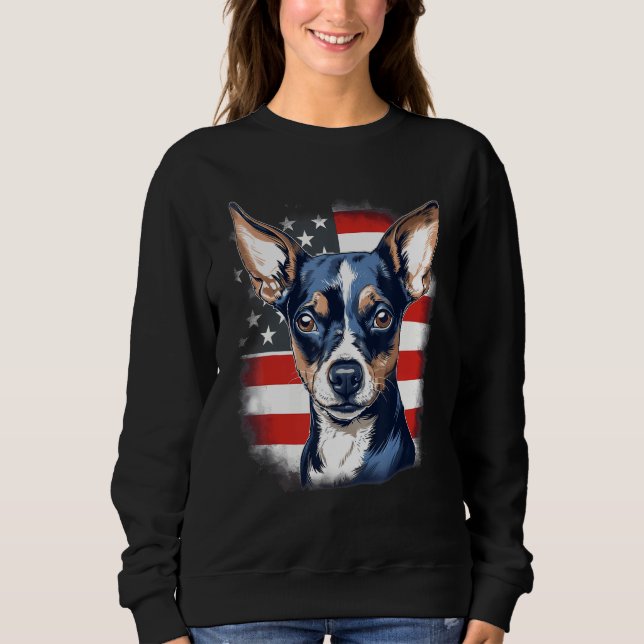 4th Of July US Flag Rat Terrier Dog 1 Sweatshirt (Front)