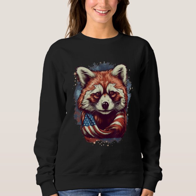 4th Of July US Flag Red Panda 2 Sweatshirt (Front)