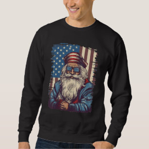 4th Of July US Flag Santa Claus 1 Sweatshirt