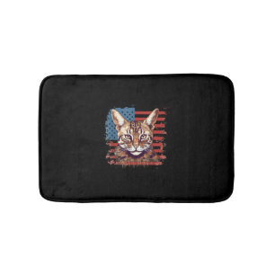 4th Of July US Flag Savannah Cat Bath Mat