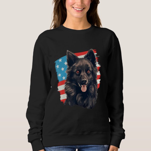 4th Of July US Flag Schipperke Dog 1 Sweatshirt (Front)