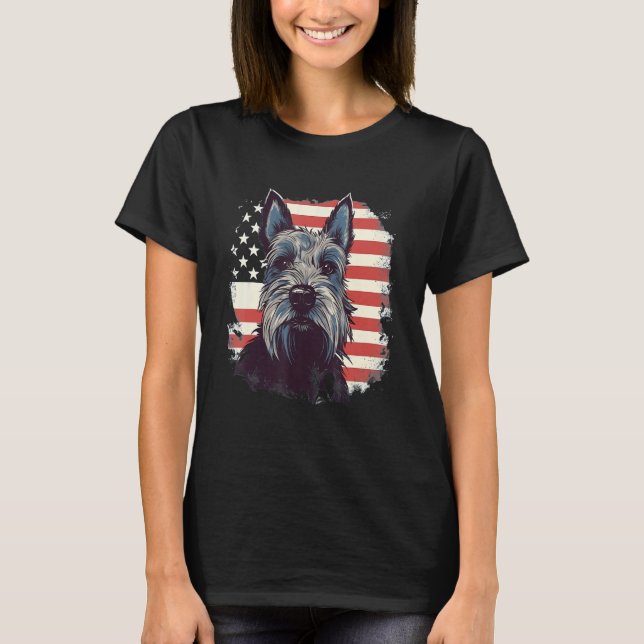 4th Of July US Flag Scottish Terrier Dog 3 T-Shirt (Front)