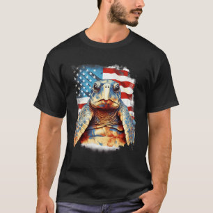 4th Of July US Flag Sea Turtle 1 T-Shirt