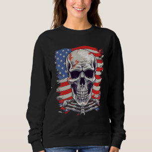 4th Of July US Flag Skeleton Sweatshirt