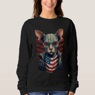 4th Of July US Flag Sphynx Cat Sweatshirt