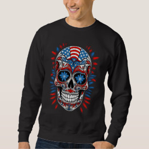 4th Of July US Flag Sugar Skull 2 Sweatshirt
