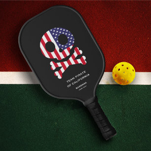 4th of July US Skull Bones Pickleball Team Family Paddle