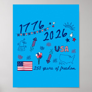 4th Of July Usa 250 Years Of Dom Patriotic Poster