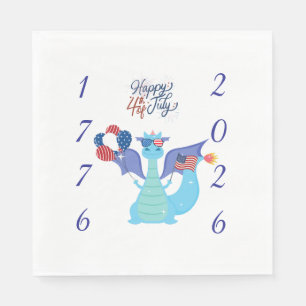 4th of July USA 250th Anniversary Party Dragon Napkin