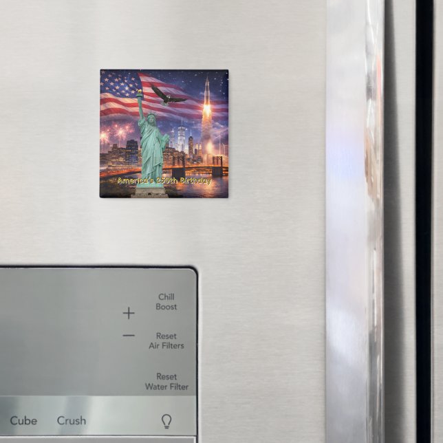 4th of July USA 250th Statue of Liberty Rocket Magnet (In Situ (Fridge))