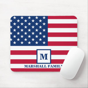 4th Of July USA American Flag Customised Monogram Mouse Pad