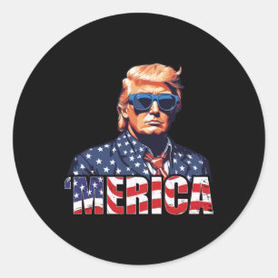 4th Of July Usa American Flag Trump Vintage Outfit Classic Round Sticker