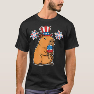 4Th Of July Usa Capybara Ice Cream Cone Funny T-Shirt