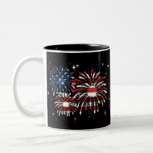 4th Of July USA Fireworks Two-Tone Coffee Mug