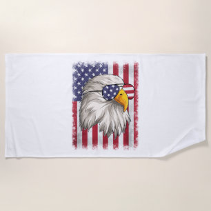4th Of July USA Flag American Patriotic Eagle Beach Towel