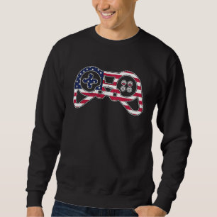 4th of July USA Flag Game Controller Gamer Sweatshirt