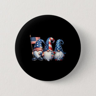 4th Of July Usa Flag Gnomes Patriot Independence D 6 Cm Round Badge
