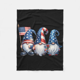4th Of July Usa Flag Gnomes Patriot Independence D Fleece Blanket