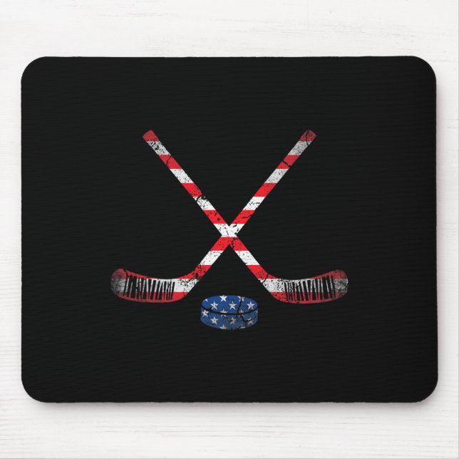 4th Of July USA Flag Hockey Patriotic Hockey Lover Mouse Pad (Front)