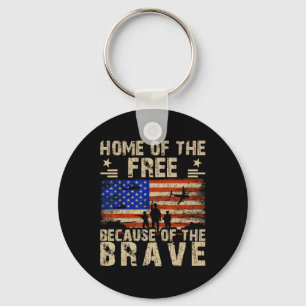 4th Of July Usa Flag - Home Of The Free Because Of Key Ring